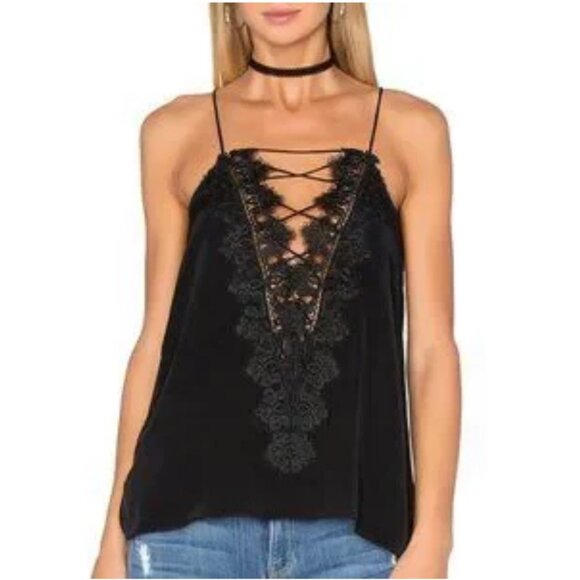 Cami NYC The Charlie Y2K Grey Silk Lace Tank Top Revolve Size S Fairy Whimsygoth - Picture 2 of 7